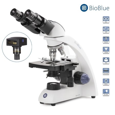 EUROMEX BioBlue 40X-2500X Binocular Portable Compound Microscope w/ 5MP USB 3 Digital Camera BB4260C-5M3